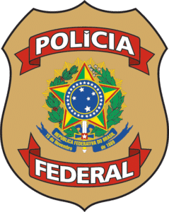 Logo oficial da Polícia Federal, órgão responsável por investigações federais e carreiras públicas bem remuneradas